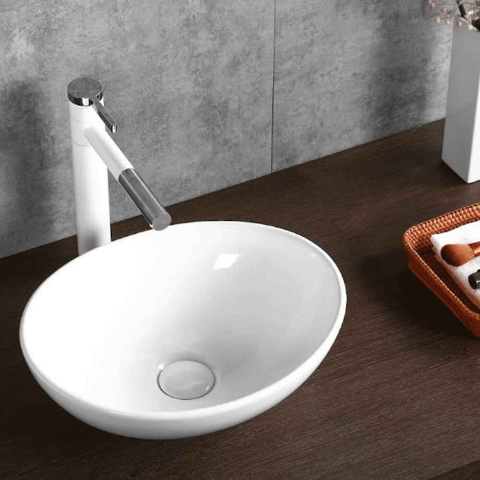 410*330*140mm Infinity Oval Gloss White Ceramic Above Counter Basin