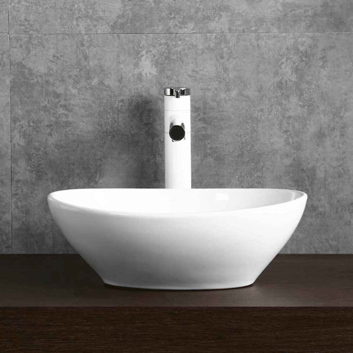 410*330*140mm Infinity Oval Gloss White Ceramic Above Counter Basin