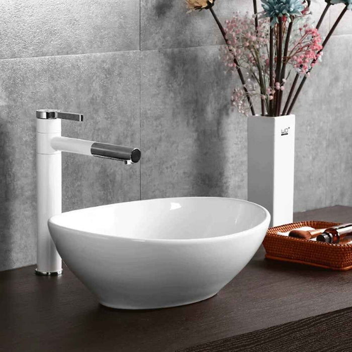 410*330*140mm Infinity Oval Gloss White Ceramic Above Counter Basin