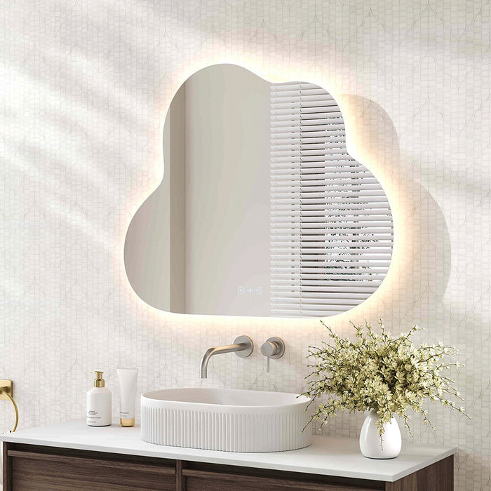 700*1000*30mm Mercio Luna Frameless Copper - Free Silver Cloud LED Mirror