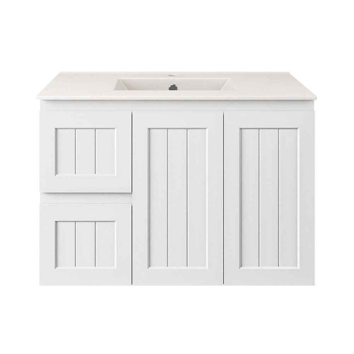 600-900*370*580mm Lukka Archill Federation Ensuite Matt White PVC Fluted Wall Hung Vanity