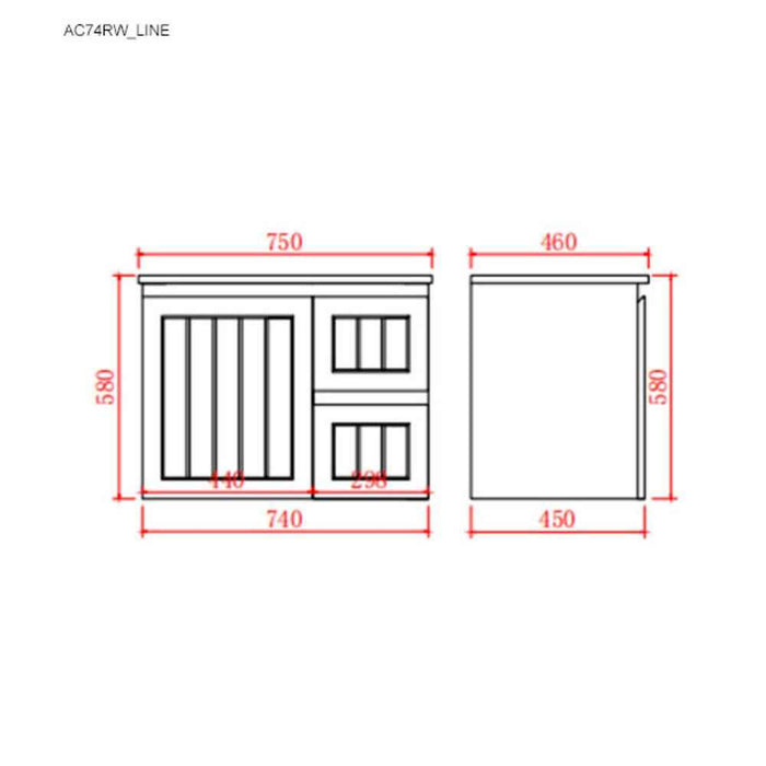 600-1500*460*580mm Lukka Archill Federation Matt Black PVC Fluted Wall Hung Vanity