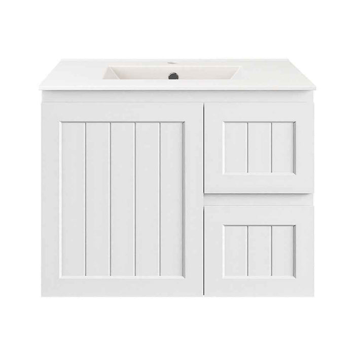 600-900*370*580mm Lukka Archill Federation Ensuite Matt White PVC Fluted Wall Hung Vanity