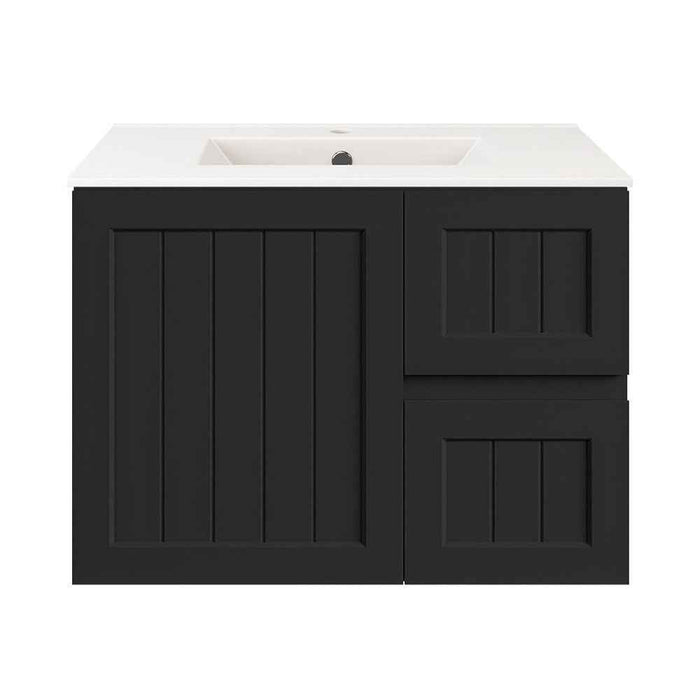 600-900*370*580mm Lukka Archill Federation Ensuite Matt Black PVC Fluted Wall Hung Vanity