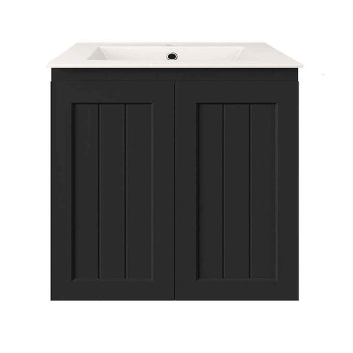 600-900*370*580mm Lukka Archill Federation Ensuite Matt Black PVC Fluted Wall Hung Vanity