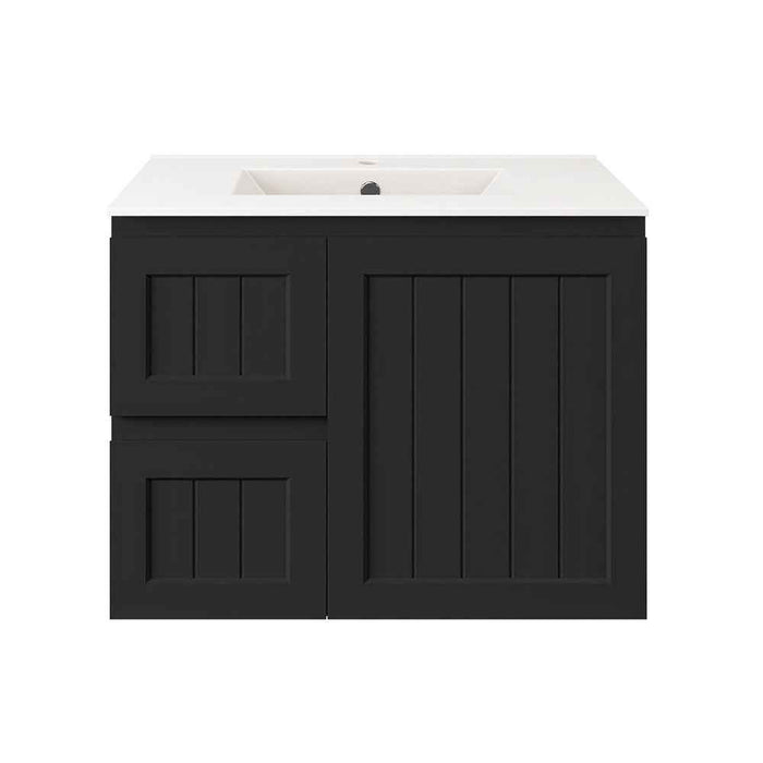 600-900*370*580mm Lukka Archill Federation Ensuite Matt Black PVC Fluted Wall Hung Vanity