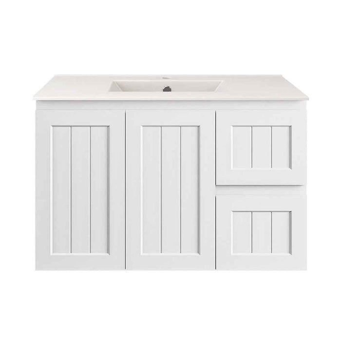 600-900*370*580mm Lukka Archill Federation Ensuite Matt White PVC Fluted Wall Hung Vanity