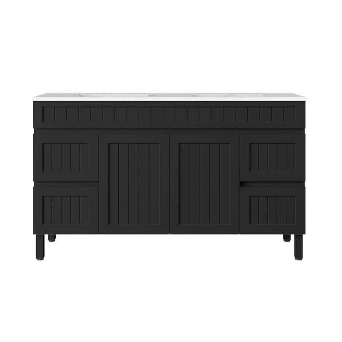 750-1500*460*880mm Lukka Archill Federation Matt Black/White PVC Fluted Freestanding Vanity