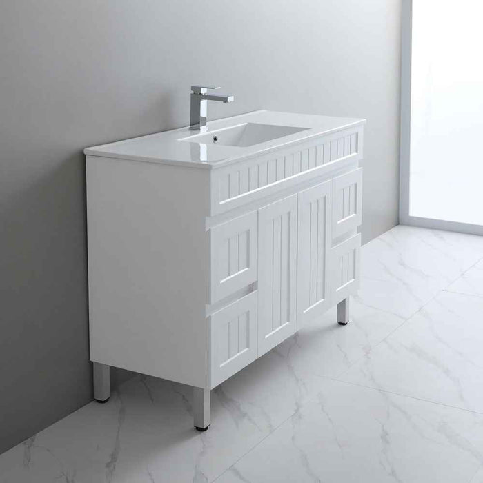 750-1500*460*880mm Lukka Archill Federation Matt Black/White PVC Fluted Freestanding Vanity