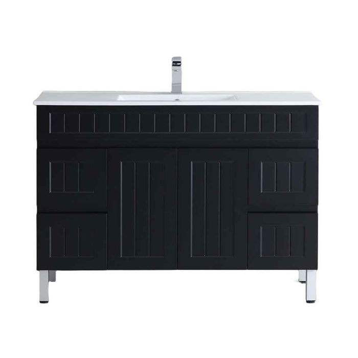 750-1500*460*880mm Lukka Archill Federation Matt Black/White PVC Fluted Freestanding Vanity