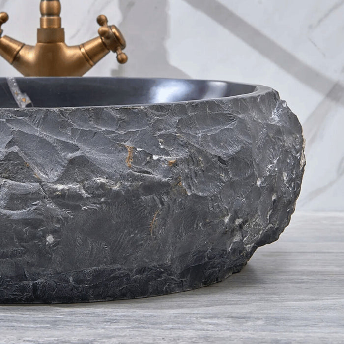 500*400*150mm Infinity Black Marble Stone Oval Above Counter Art Basin
