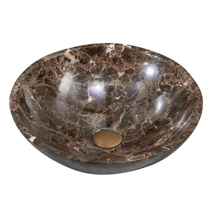 420*420*140mm Infinity Brown Marble Stone Round Above Counter Art Basin