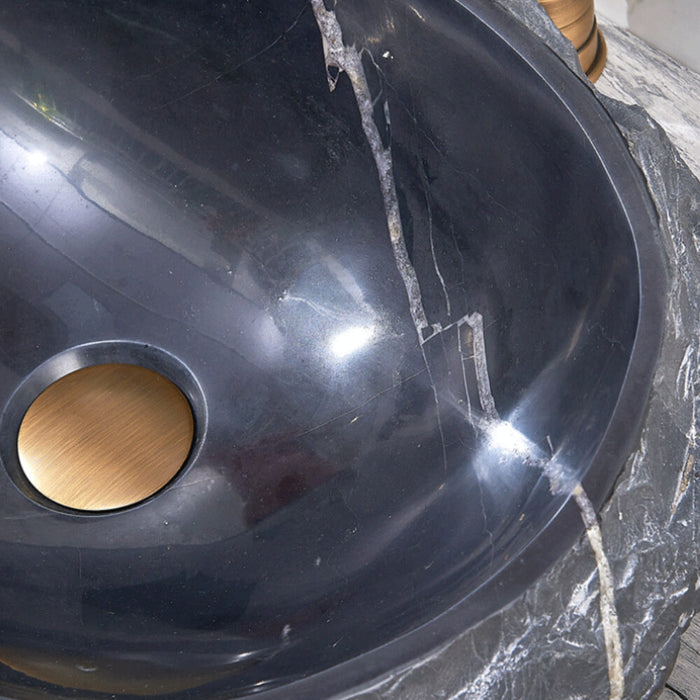 500*400*150mm Infinity Black Marble Stone Oval Above Counter Art Basin