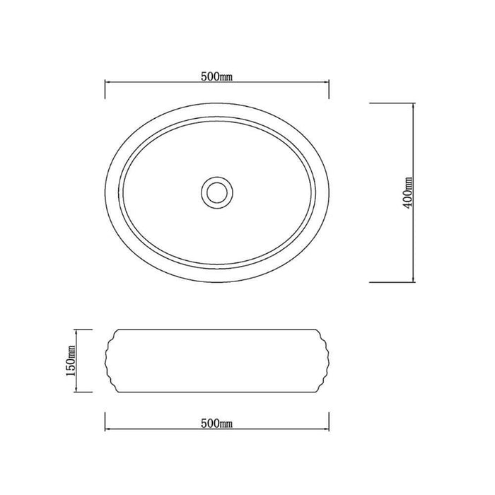 500*400*150mm Infinity Black Marble Stone Oval Above Counter Art Basin