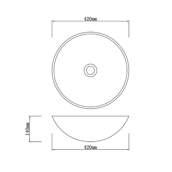 420*420*140mm Infinity Black Striped Marble Stone Round Above Counter Art Basin