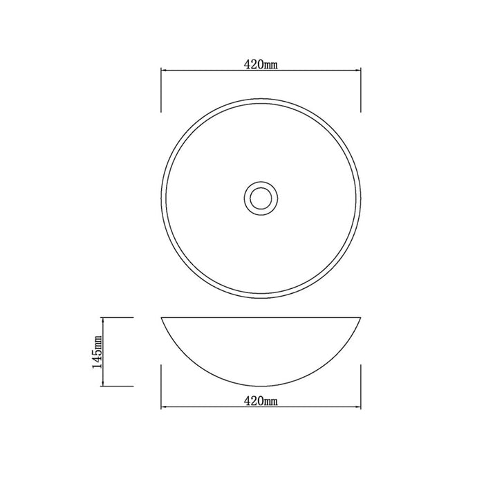 420*420*145mm Infinity Double Layer Tempered Glass Round Above Counter Art Basin