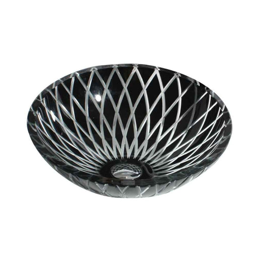 420*420*145mm Infinity Gloss Black Tempered Glass Round Above Counter Art Basin