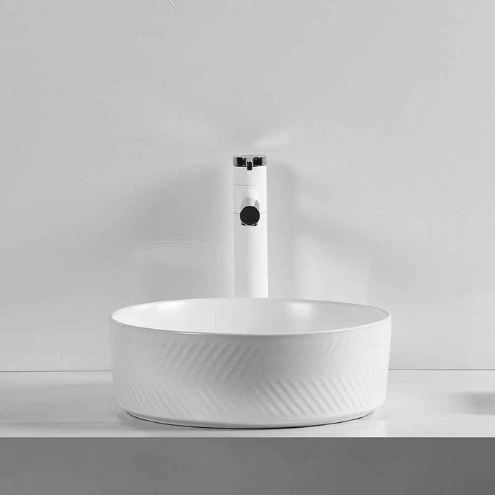 360*360*120mm Infinity Ceramic Stripe Pattern Round Above Counter Art Basin