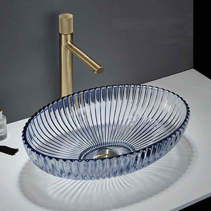 510*350*150mm Infinity Gloss Black Glass Oval Above Counter Art Basin