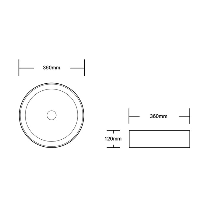 360*360*120mm Infinity Ceramic Round Above Counter Art Basin
