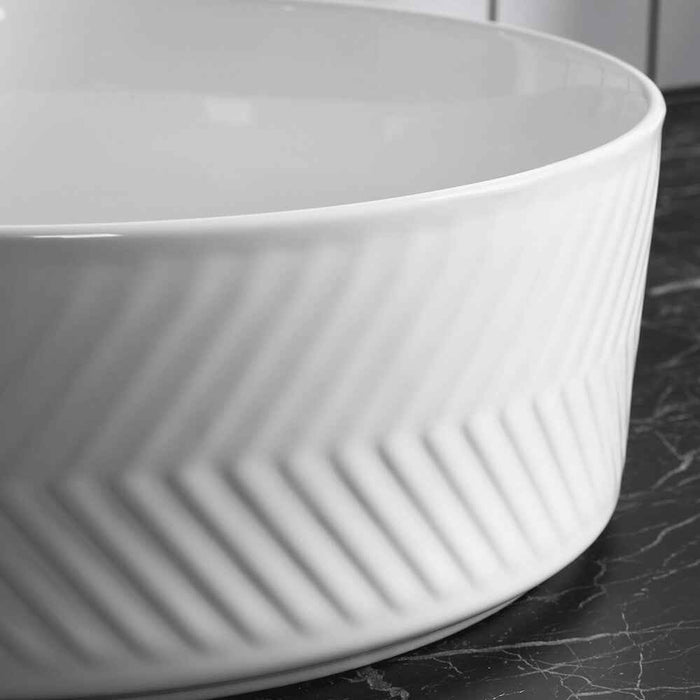 360*360*120mm Infinity Ceramic Stripe Pattern Round Above Counter Art Basin