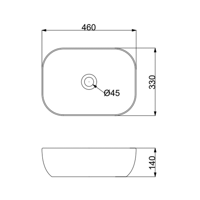 460*330*140mm Infinity Ceramic Rectangle Above Counter Art Basin