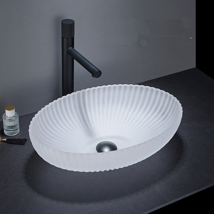 510*350*150mm Infinity Matt White Glass Oval Above Counter Art Basin