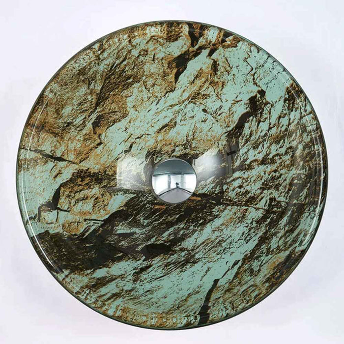 420*420*145mm Infinity Double Layer Tempered Glass Round Above Counter Art Basin