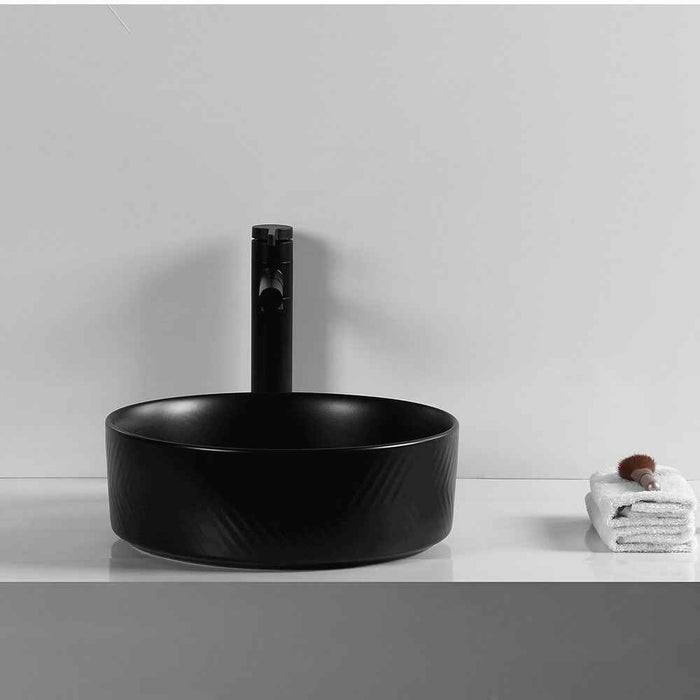 360*360*120mm Infinity Ceramic Stripe Pattern Round Above Counter Art Basin