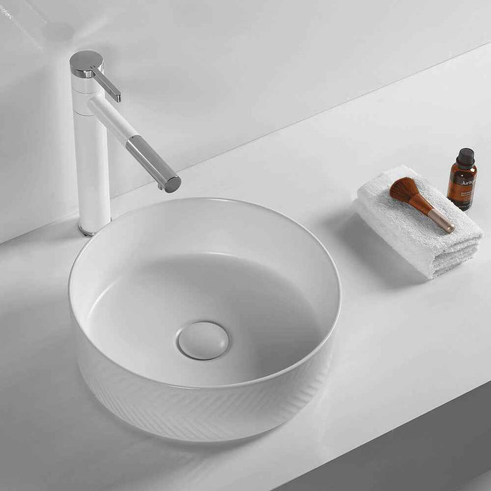 360*360*120mm Infinity Ceramic Stripe Pattern Round Above Counter Art Basin