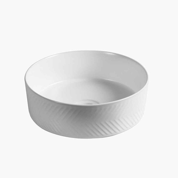 360*360*120mm Infinity Ceramic Stripe Pattern Round Above Counter Art Basin