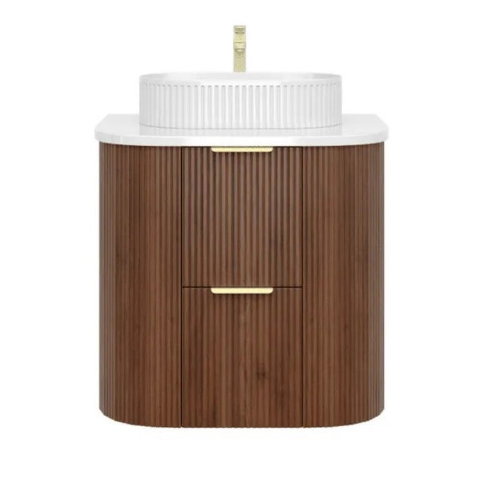 600-1500*500*550mm Poseidon CETO Artis Walnut PVC Fluted Curved Wall Hung Vanity