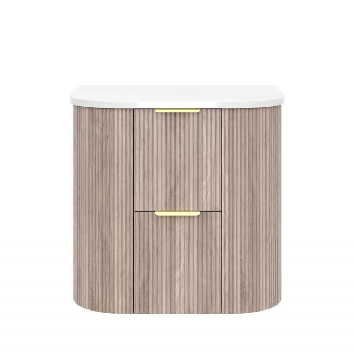 600-1500*500*550mm Poseidon CETO Artis Classic Oak PVC Fluted Curved Wall Hung Vanity