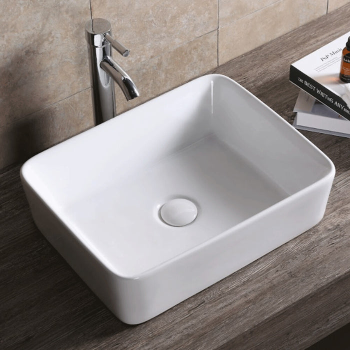 475*370*140mm Infinity Gloss White Ceramic Rectangle Above Counter Basin