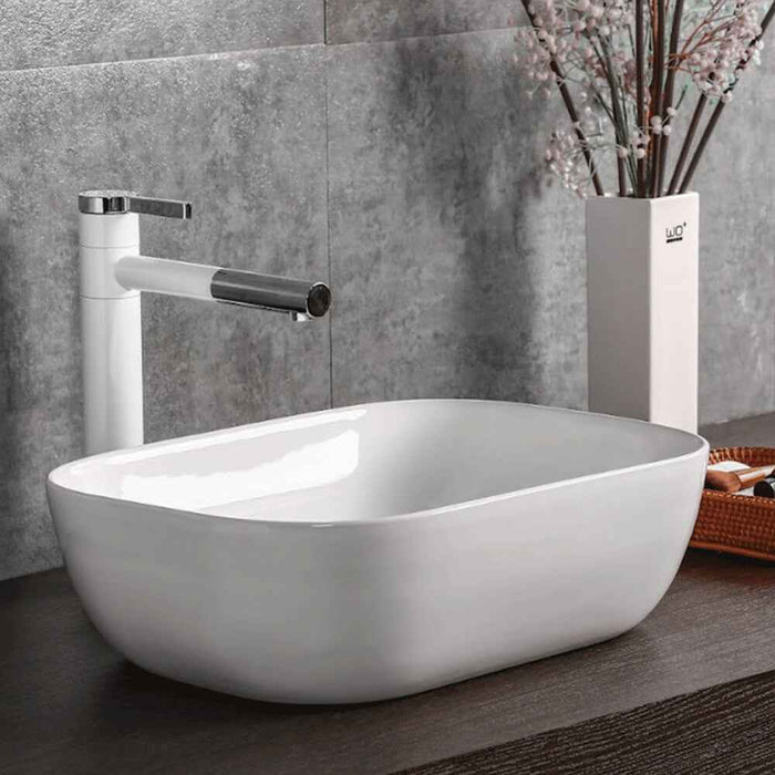 505*400*140mm Infinity Gloss White Ceramic Rectangle Above Counter Basin