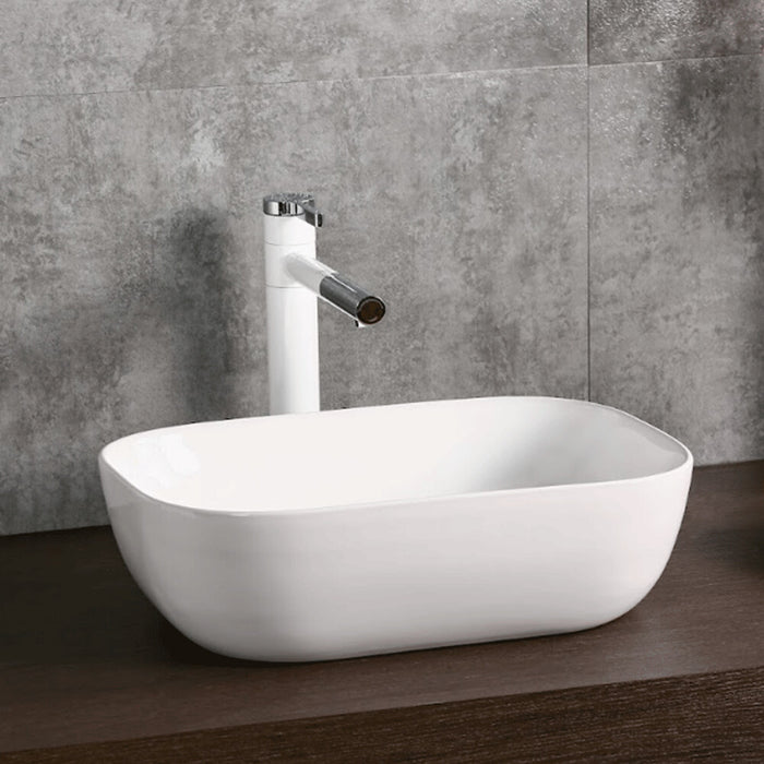 505*400*140mm Infinity Gloss White Ceramic Rectangle Above Counter Basin