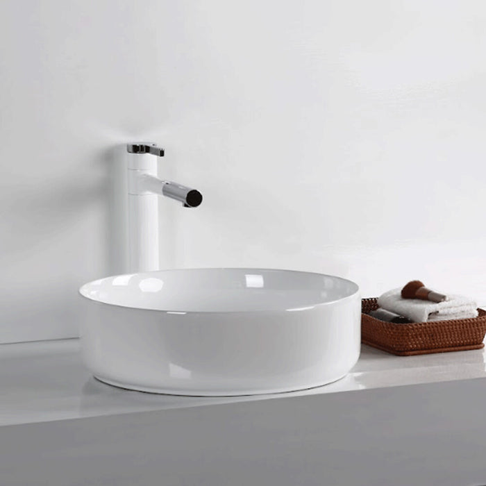 395*395*115mm Infinity Gloss White Ceramic Round Above Counter Basin