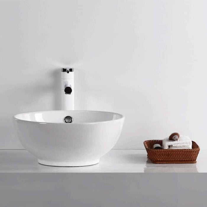 380*380*150mm Infinity Gloss White Ceramic Round Above Counter Basin