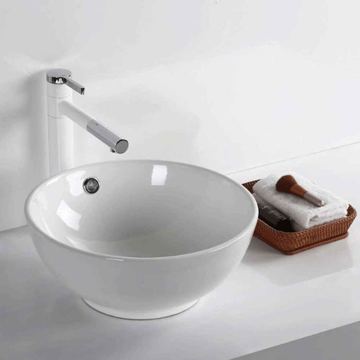 380*380*150mm Infinity Gloss White Ceramic Round Above Counter Basin