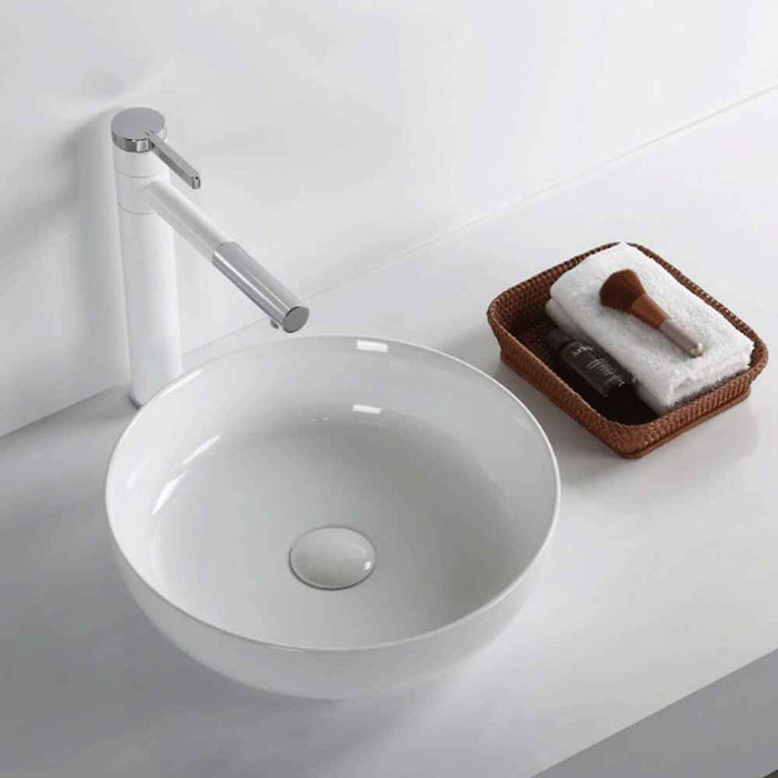 365*365*105mm Infinity Gloss White Ceramic Round Above Counter Basin