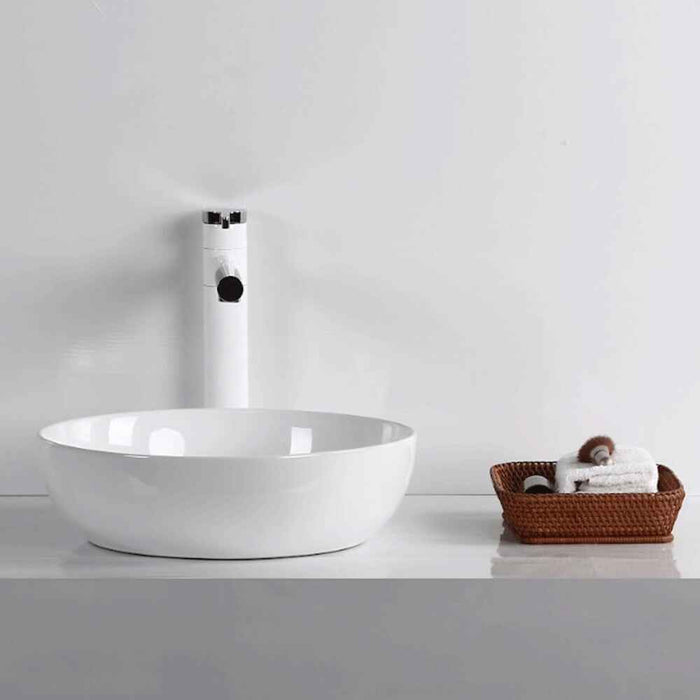 365*365*105mm Infinity Gloss White Ceramic Round Above Counter Basin