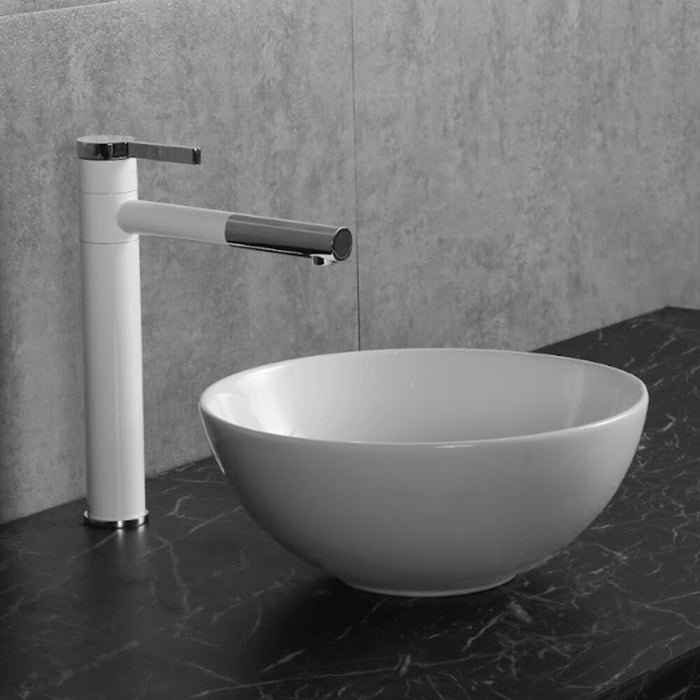 320*320*130mm Infinity Gloss White Ceramic Round Above Counter Basin
