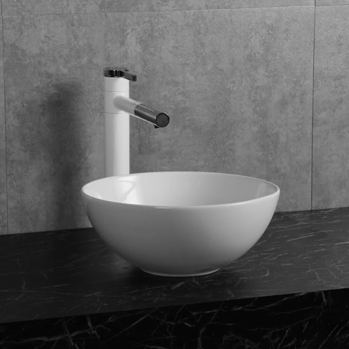 320*320*130mm Infinity Gloss White Ceramic Round Above Counter Basin
