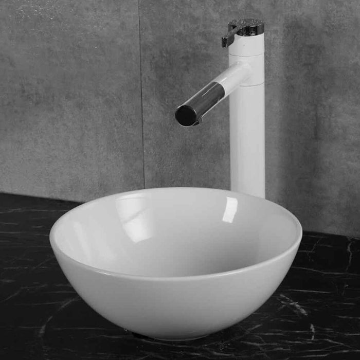 280*280*115mm Infinity Gloss White Ceramic Round Above Counter Basin