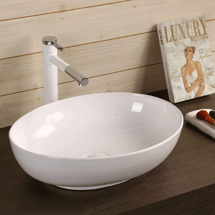 515*395*135mm Infinity Gloss White Ceramic Oval Above Counter Basin