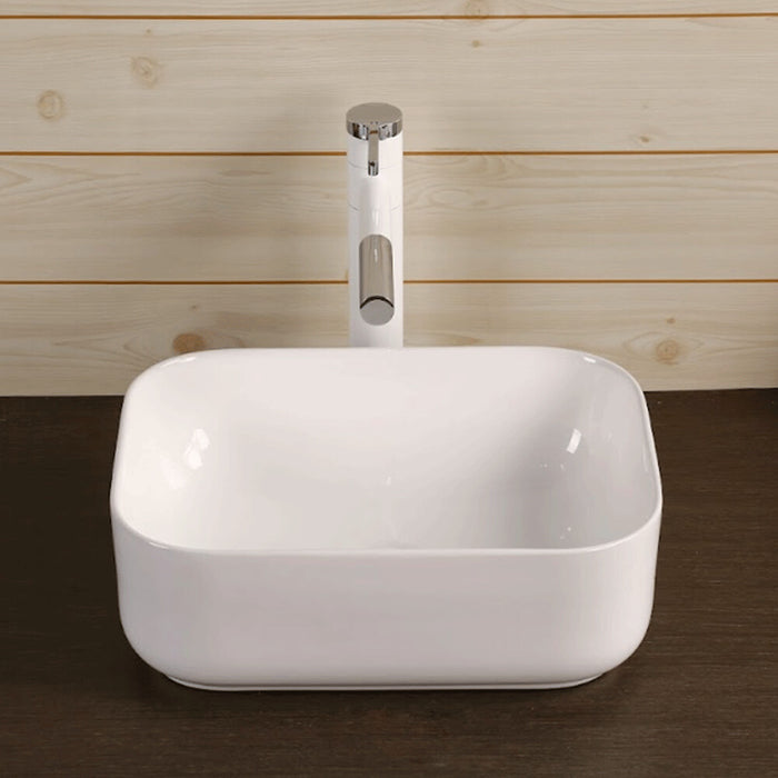 400*300*140mm Infinity Gloss White Ceramic Rectangle Above Counter Basin