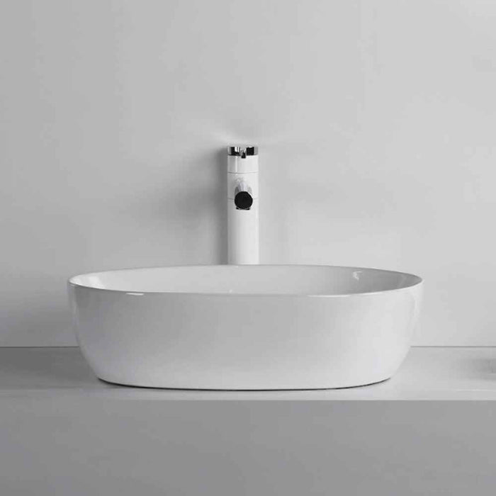 490*350*135mm Infinity Gloss White Ceramic Oval Above Counter Basin