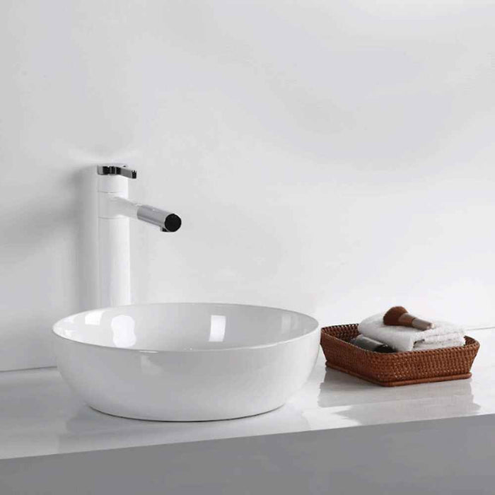 365*365*105mm Infinity Gloss White Ceramic Round Above Counter Basin