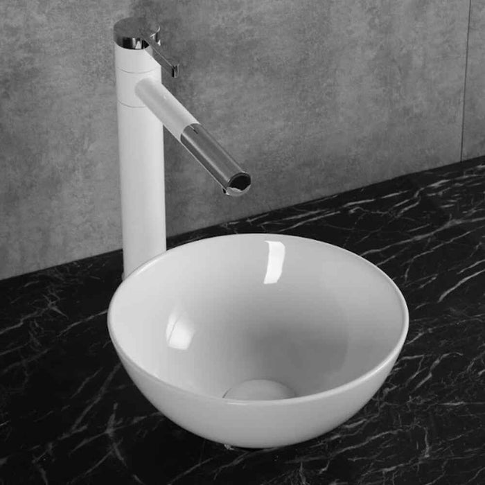 280*280*115mm Infinity Gloss White Ceramic Round Above Counter Basin