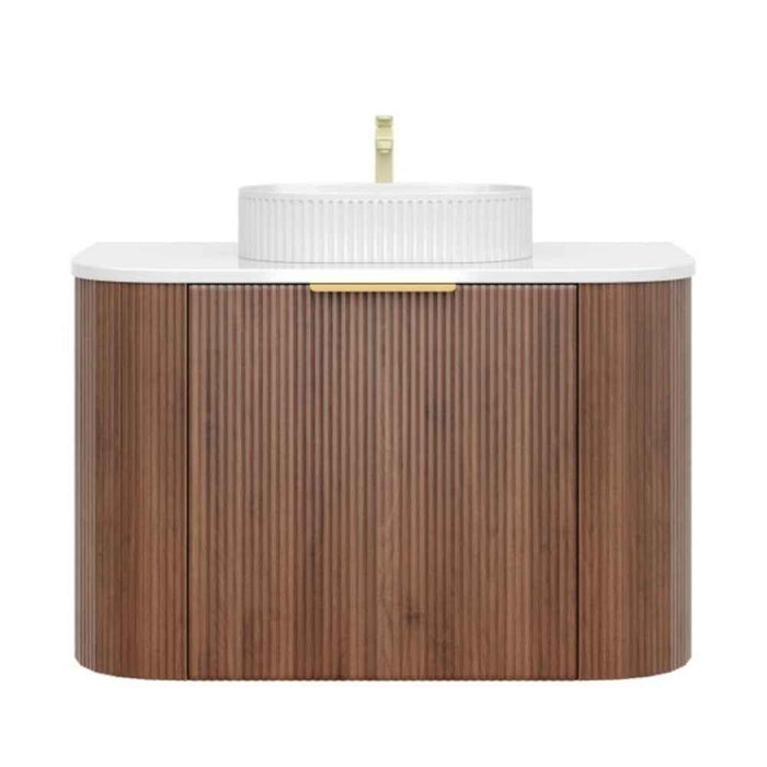 600-1500*500*470mm Poseidon CETO Artis Prime Oak PVC With Inner Drawer Fluted Curved Wall Hung Vanity